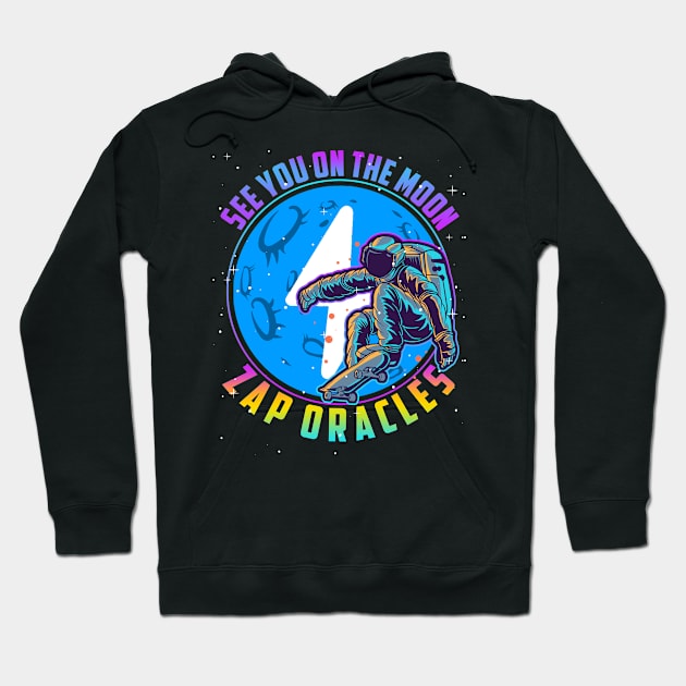 Zap Oracles See You On the Moon Digital Crypto BTC Astronaut Hoodie by TheBeardComic